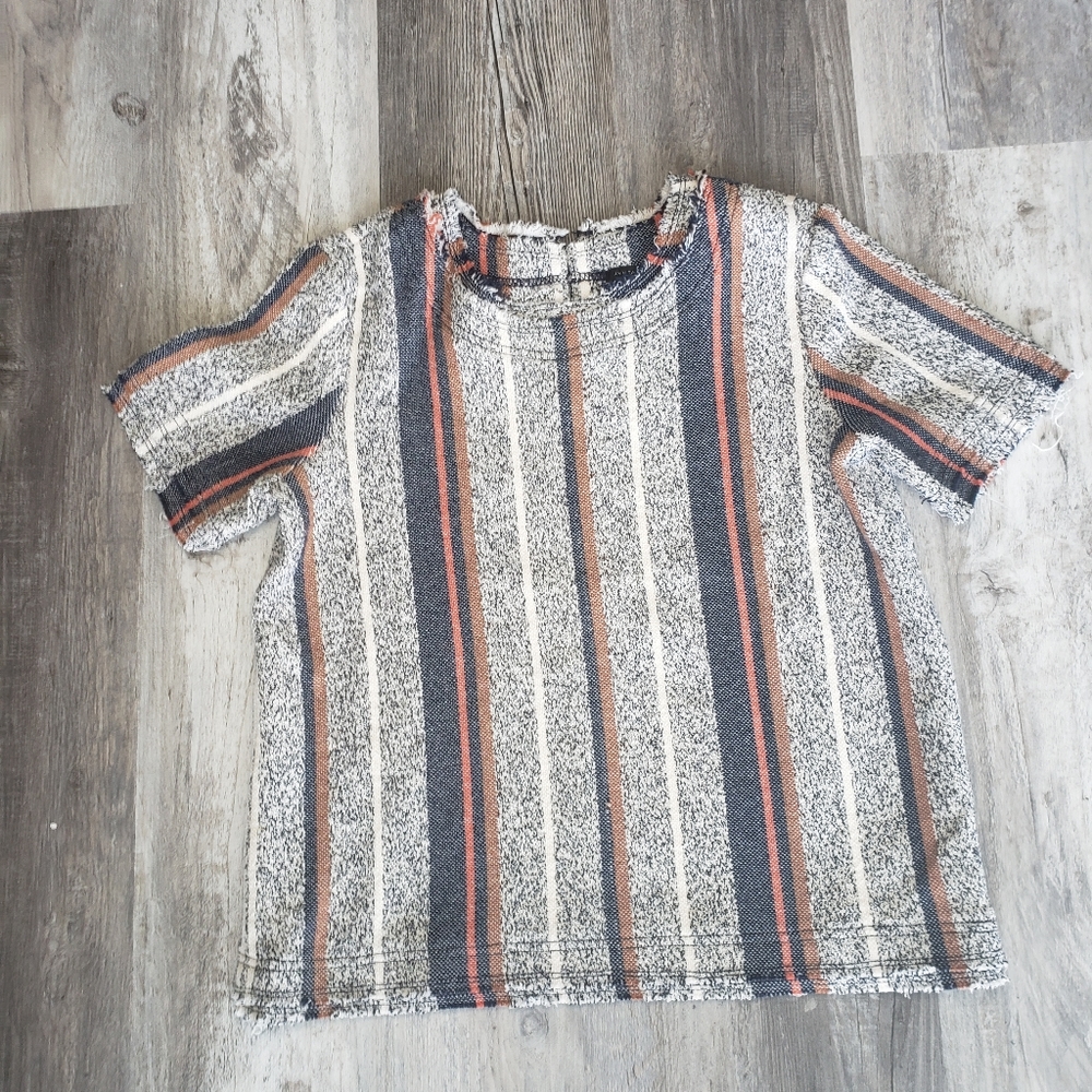 Ann Taylor | Racer Stripe | Fringe | Sweater T - Shirt | M